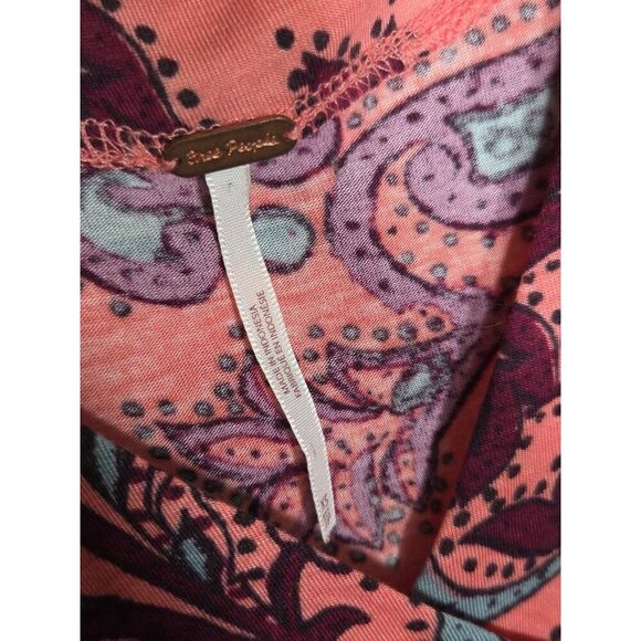 Free People Maui Wowie pink purple paisley Print Side Ties Boho Top Size XS - Picture 5 of 7